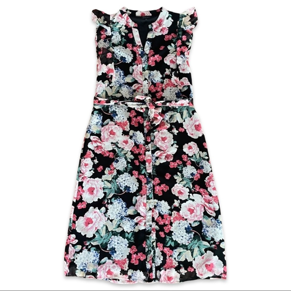 Who What Wear floral ruffle cap sleeve dress